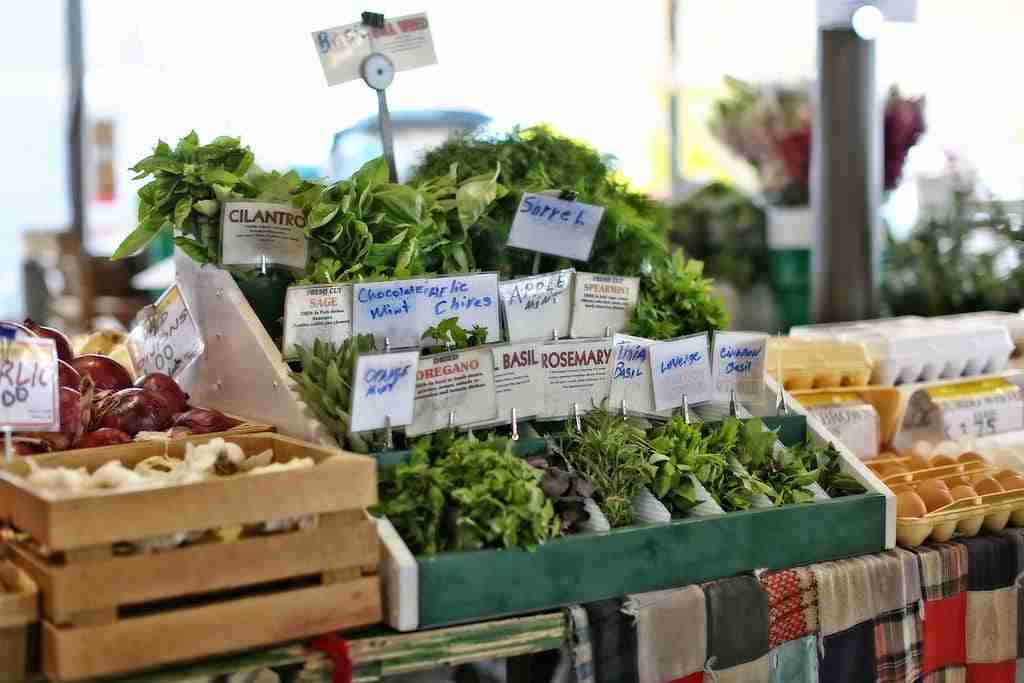 herbs market A display of fresh herbs at the farmer's market