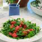 Watermelon and arugula salad with lemon dressing healthy family dinner