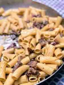 What Can You Do with a Zucchini? 32 A sautee pan with lamb cubes, cream, and rosemary, tossed with rigatoni pasta